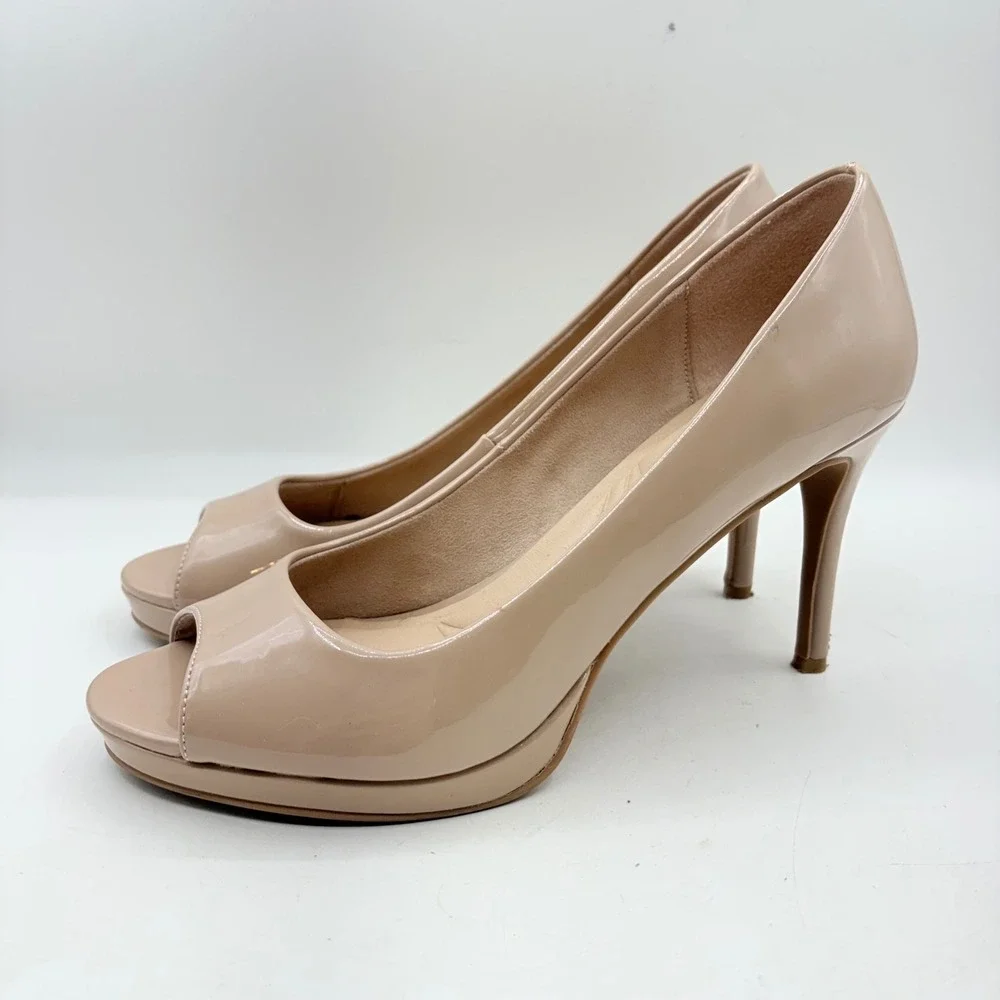 CL by Laundry Maca Nude Patent Peep Toe Platform‎ Pumps Heels Womens 9.5M
